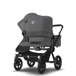 Bugaboo Donkey 5 Duo Essential Bundel - Black- Grey Melange -Baby Product Winkel bugaboo donkey 5 duo black grey melange grey melange back