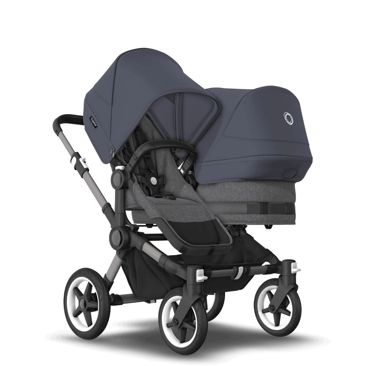 Bugaboo Donkey 5 Duo Graphite - Grey Melange - Stormy Blue 3 Bugaboo Donkey 5 Duo Graphite - Grey Melange - Stormy Blue