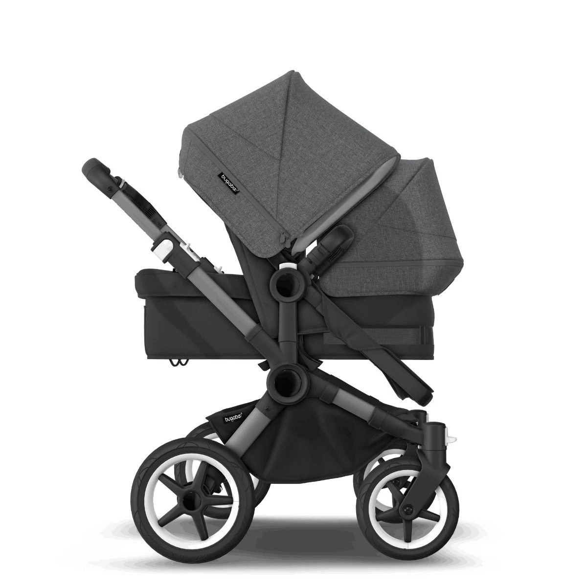 Bugaboo Donkey 5 Duo Graphite - Midnight Black - Grey Melange 6 Bugaboo Donkey 5 Duo Graphite - Midnight Black - Grey Melange - Afbeelding 4