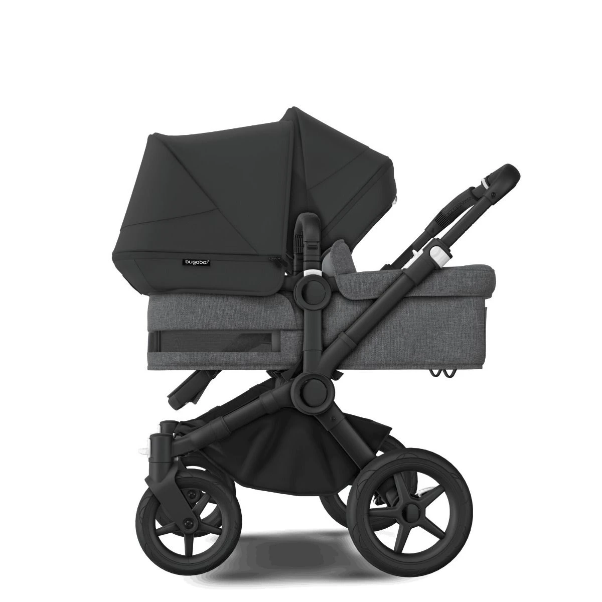 Bugaboo Donkey 5 Duo Black - Grey Melange - Midnight Black 4 Bugaboo Donkey 5 Duo Black - Grey Melange - Midnight Black - Afbeelding 2