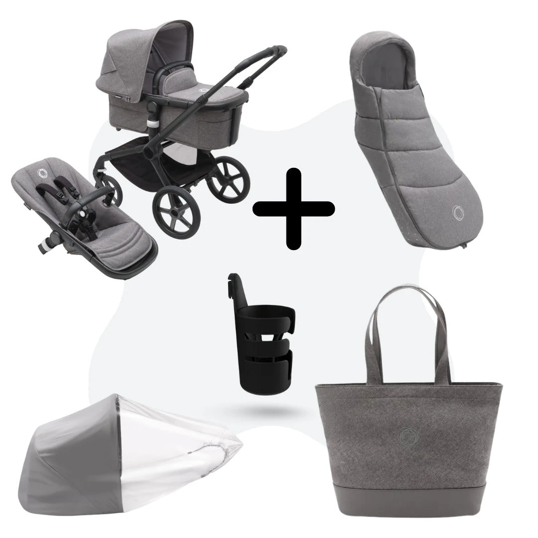 Bugaboo Fox 5 Essential Bundel Black - Grey Melange 3 Bugaboo Fox 5 Essential Bundel Black - Grey Melange